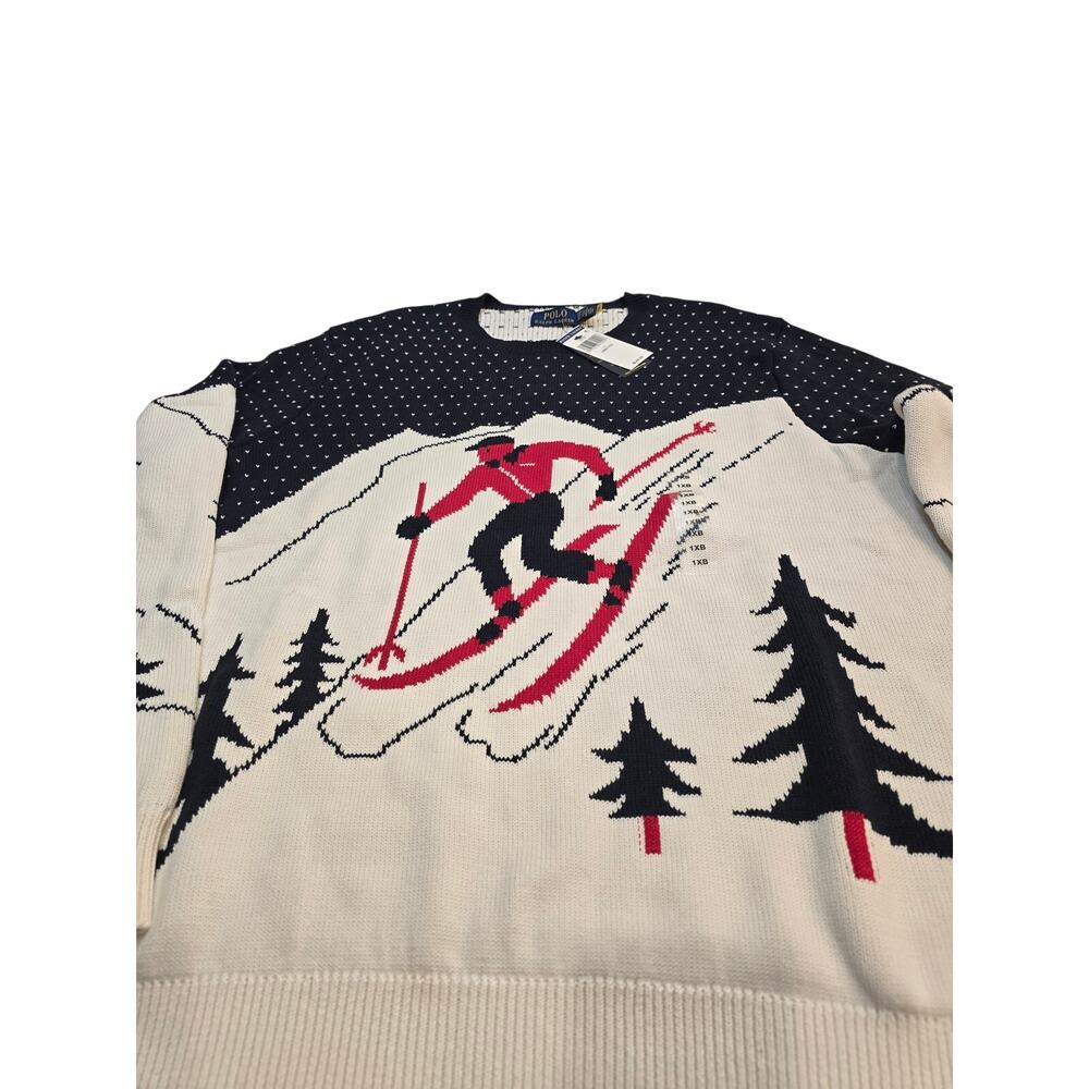 Polo Ralph Lauren 1XB Alpine Skier Sweater Winter Chalet Lodge Ski Knit white - Picture 3 of 10